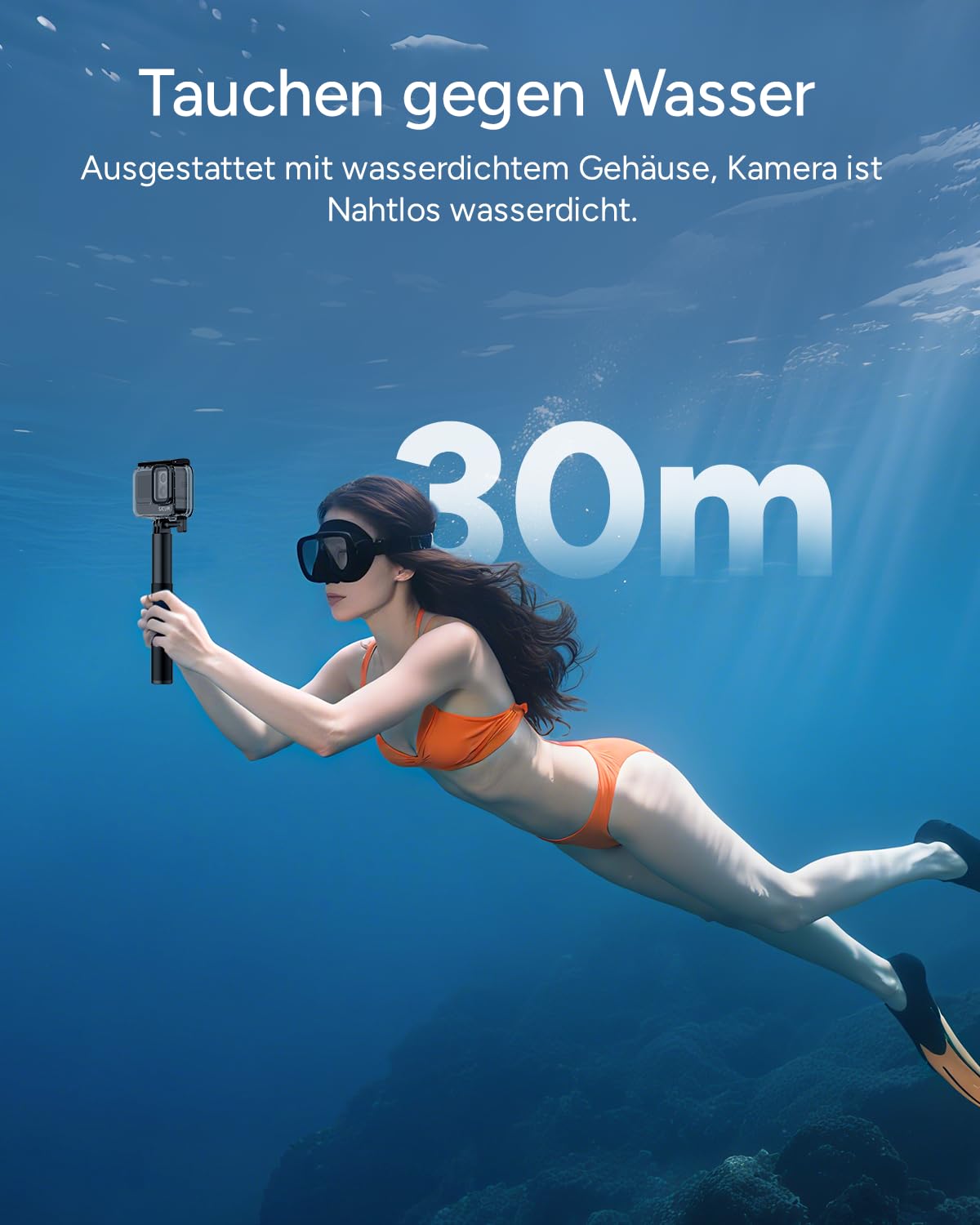 SJCAM SJ20 Action Kamera 4K – Dual-Lens 4K Sportkamera mit 8H Selfie-Stick, Supernachtmodus, Magnet-Halterung, HDR, 8X Zoom, Unterwasserkamera für Reisen, Motorrad & Outdoor