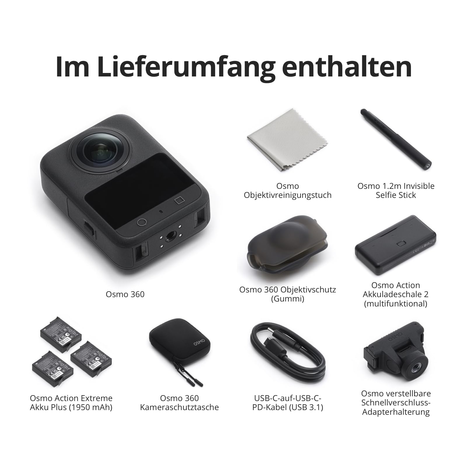 DJI Osmo 360 Adventure Combo – 360 Kamera mit 1-Zoll Sensor, 8K-360° Video, 4K/120fps & 170° Sichtfeld, 120MP Fotos, Action Cam & Vlog Kamera, Magnetischer Schnellwechsel, 3 Akkus & Ladeetui
