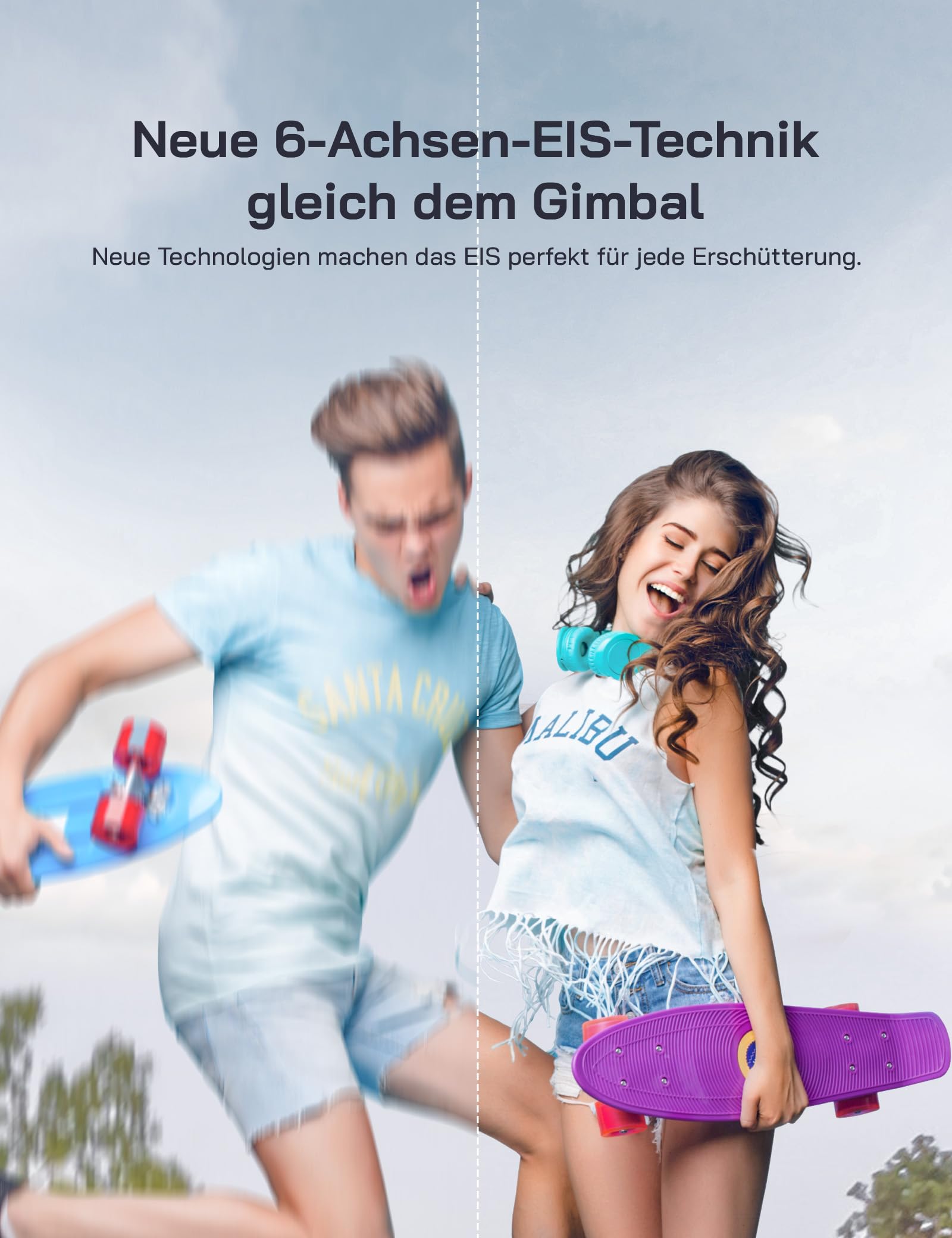 WOLFANG GA420 Action Cam 4K 60FPS Unterwasserkamera WiFi 10M Wasserdicht ohne Gehäuse 3.0 EIS Bildstabilisator Dual Screen Helmkamera (Externem Mikrofon, 2x1350mAh Akkus und Zubehör Kit)