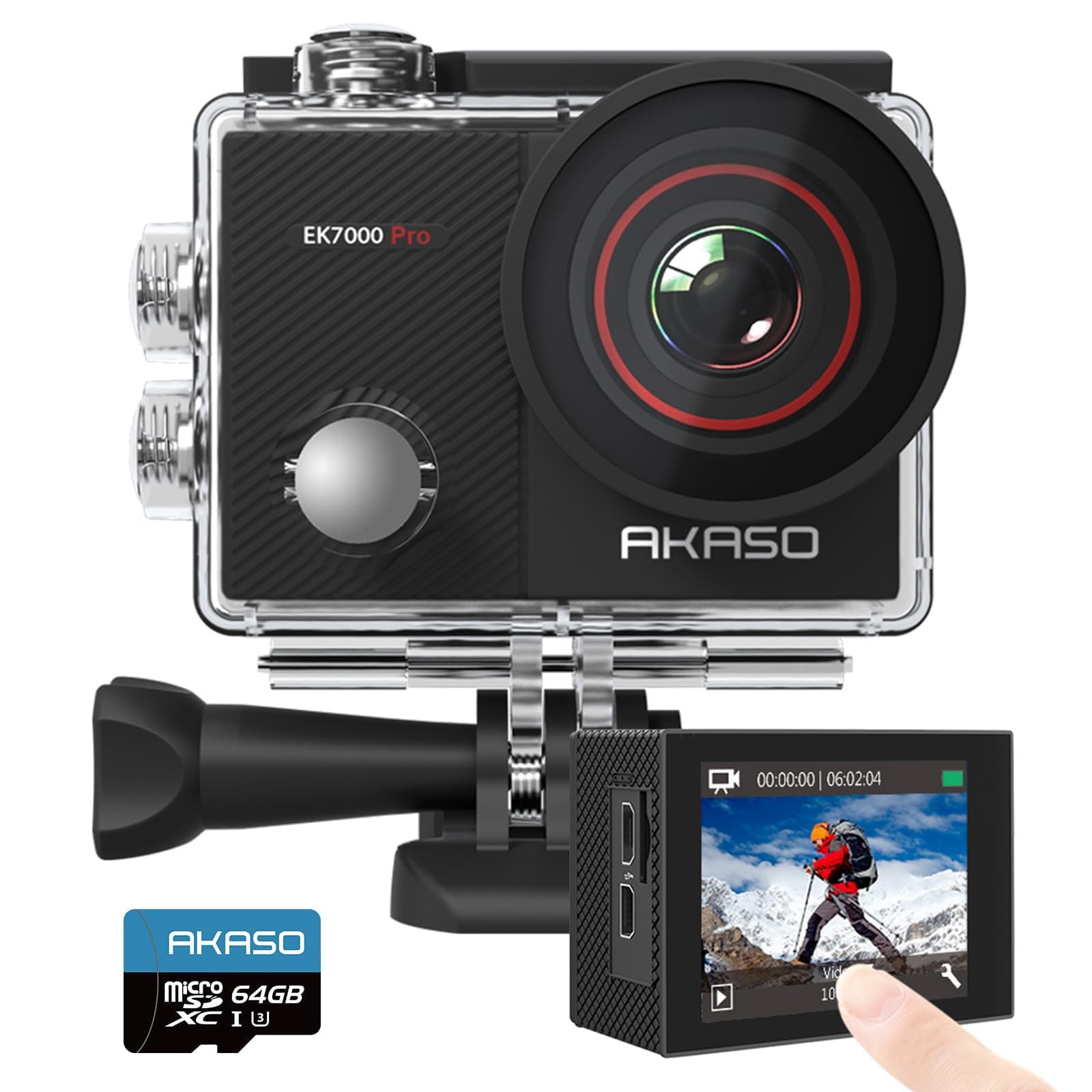 AKASO EK7000 Pro 4K Action-Kamera mit 64GB microSDXC Speicherkarte