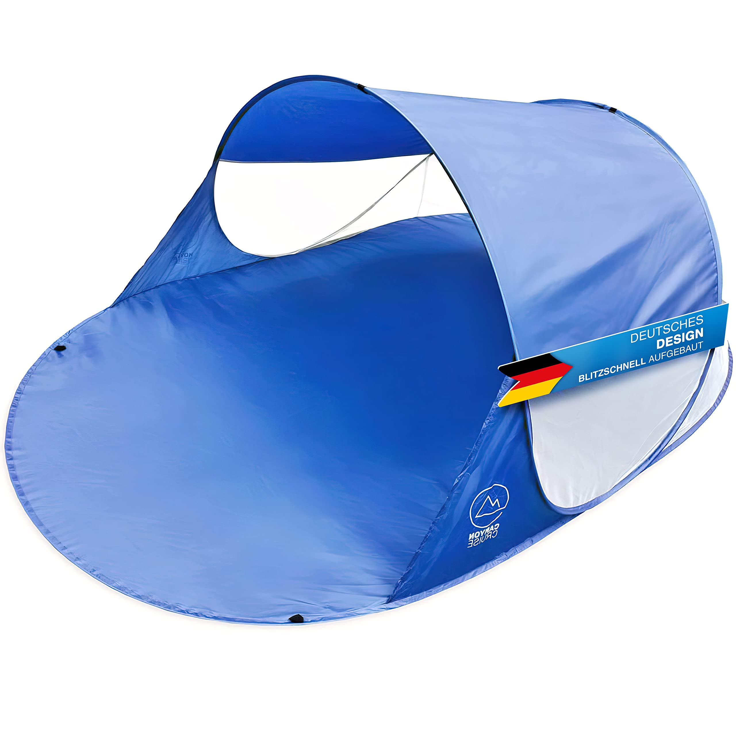 CANYON CRUISE Strandmuschel Pop Up – UV-Schutz SPF 30+, Windschutz, selbstaufbauend, 200x120x85 cm