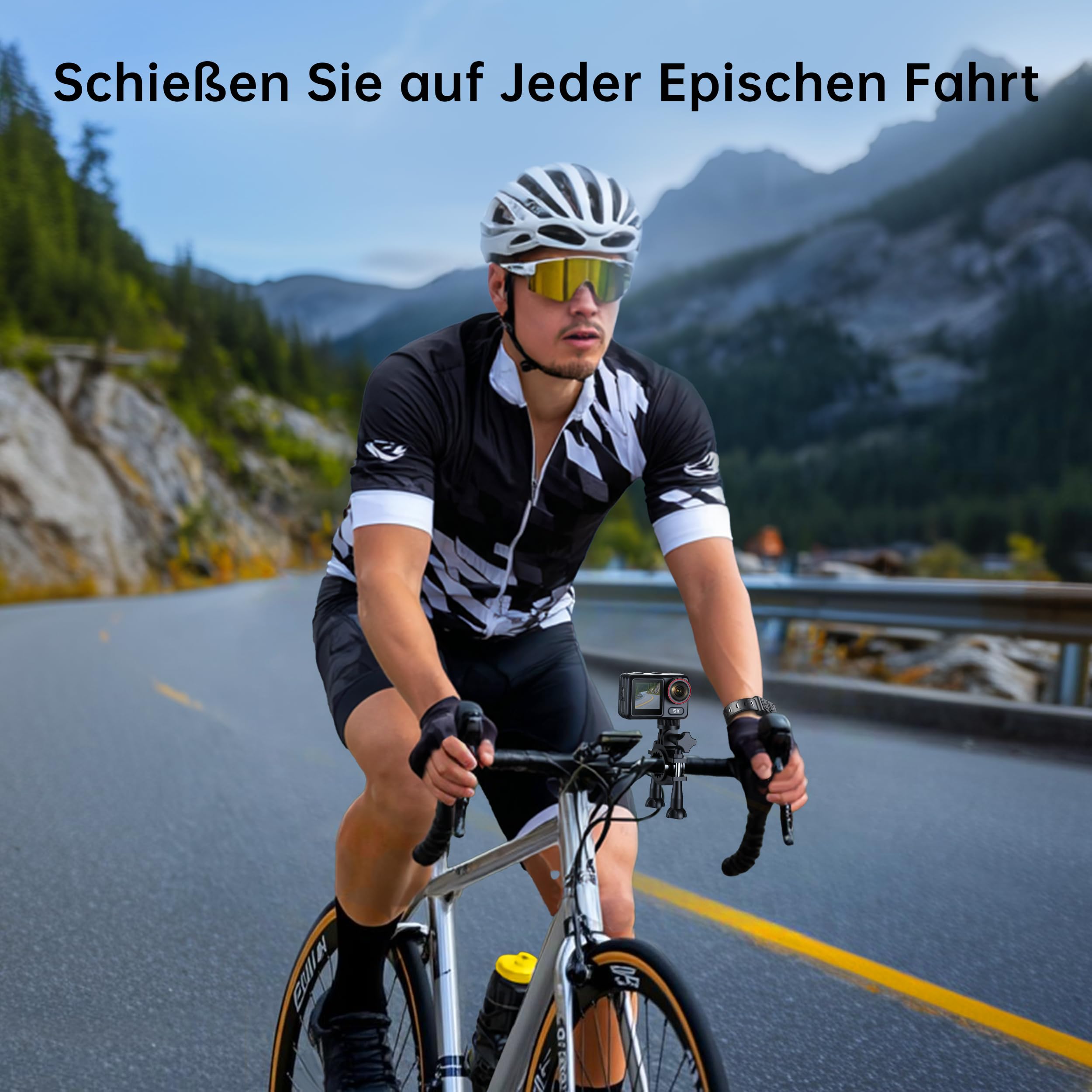 syndesmos Wasserdicht Action Cam 5K 30FPS, Dual-Touchscreen, 64MP Ultra HD-Unterwasserkamera, EIS Anti-Shake Outdoor Vlog Kamera, IMX386 12MP Sensor, 1350 mAh, 64 GB Karte, Fernbedienung und Kit